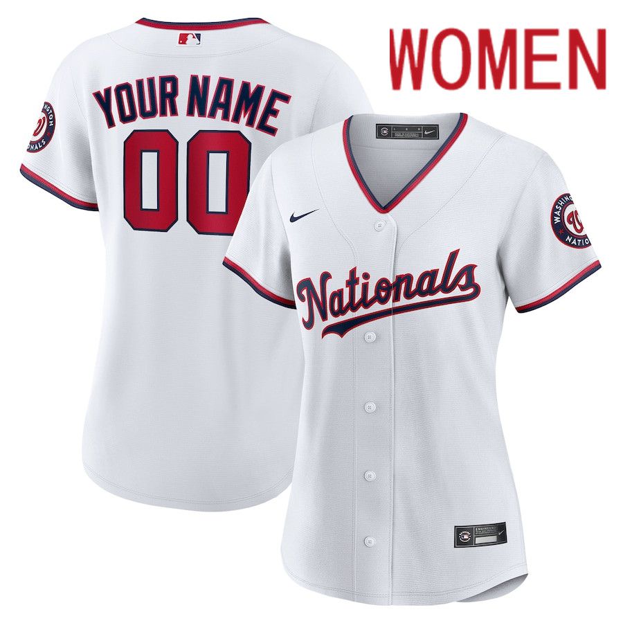 Women Washington Nationals Nike White Replica Custom MLB Jersey->customized mlb jersey->Custom Jersey